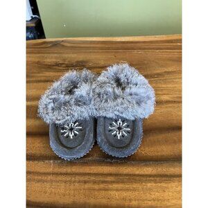 Urban Trails Moccasins Shoes Grey Leather Beaded Child's Size C9 Slip On